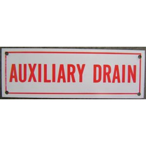 Sign 6"x 2" Auxiliary Drain (100) Min.(1)