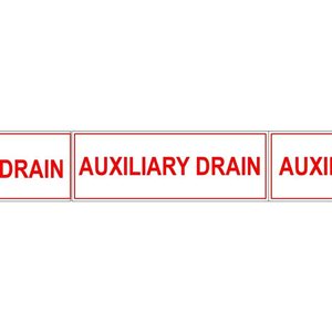 Sign 6"x 2" Vinyl Adhesive Back Auxiliary Drain 100ct (1)