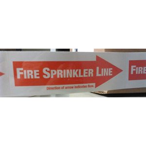 Sign 6"x 2" Vinyl Adhesive Back Fire Sprinkler Line directional Arrow 100ct (1)