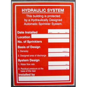 Sign 5"x 7" Vinyl Adhesive Back Hydraulic System Calc Commercial (50) Min.(1)