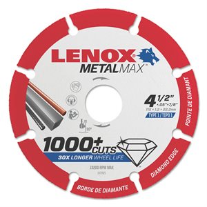Lenox MetalMax 4-1 / 2"x .050 x 7 / 8" Diamond Bond Thin Cut Wheel (6) Min. (1)
