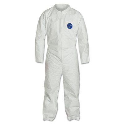 Tyvek 400 Coveralls 25ct Set Sleeves TY120S White Serged Seam Large (40)Min.(1)