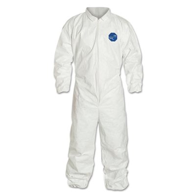Tyvek 400 Coveralls 25ct Elastic Wrist & Ankles TY125S White Serged Seam Large (40)Min.(1)