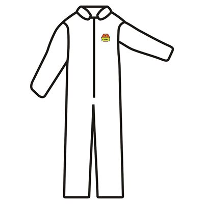 C-Max SMS (3Layer) White Coveralls 25ct Zipper Front,Set Sleeves Elastic Waist Large (50)Min.(1)