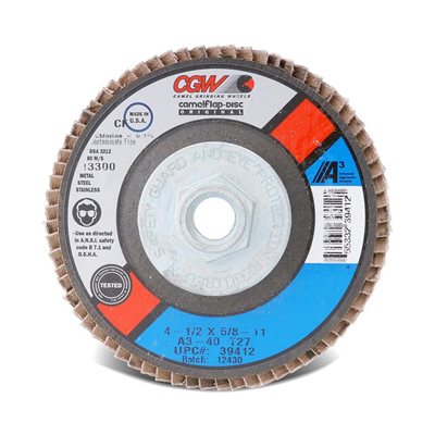 4" 40grit T27 Aluminum Oxide Flap Disc 5 / 8"Arbor (100) Min.(10)