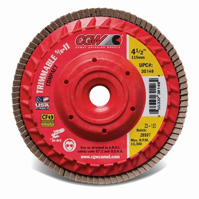 6" 40grit XL Zirconia Trimmable Flap Disc Compact Built-in 5 / 8-11 Arbor (100) Min.(10)