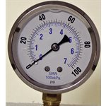 Gauge Liquid Filled 2-1 / 2" -30-0-300psi Compound Stainless Case (24) Min.(1)