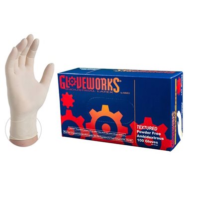 Latex GloveWorks Powder Free Gloves Medium 10 / 100ct Boxes (70) Min. (1)