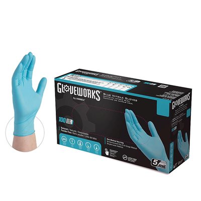 Nitrile GloveWorks Powder Free Gloves 2X-Large 10 / 100ct Boxes (70) Min. (1)