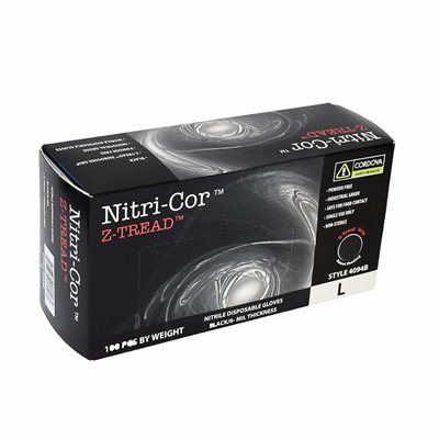 Black 6mil Nitrile Nitri-Cor Z-Thread Powder Free Gloves XLarge 10 / 100ct Boxes (70) Min.(1)