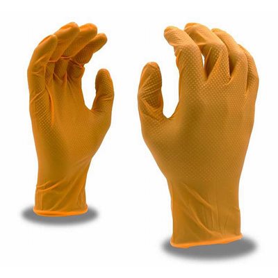 Orange 6mil Nitrile Nitri-Cor Diamond Powder Free Gloves Large 10 / 100ct Boxes (70) Min.(1)