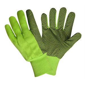 Cotton HiVis Lime 10oz Black PVC Dots Lime Wrist (25) Min.(6)