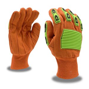 Double Palm Hi-Vis TPR Impact Protection Glove 18oz Orange Corded Cotton (6) Min.(1)