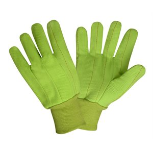 Double Palm Hi-Vis 18oz Green Corded Cotton / Polyester Green Wrist (12) Min.(1)