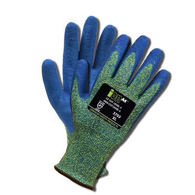 iON A4 Aqua HPPE / Glass Fiber Glove Rubber Palm Blue ANSI Cut Level 4 Large (144) Min.(6)