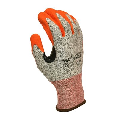 MACHINIST SN Gray HPPE / Steel Knit Nitr Orange Sandy Palm ANSI Cut Level A4 Lrg (144) Min.(6)