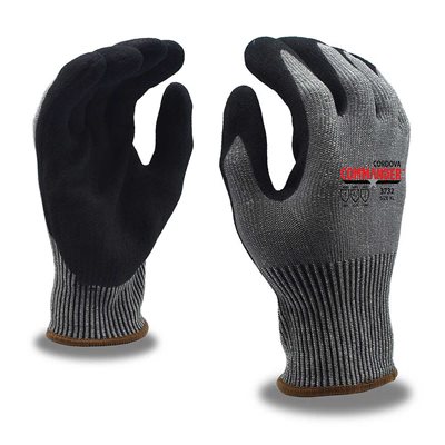 COMMANDER Grey HPPE / G / S Knit Black Sandy Nitrile Palm ANSI Cut Level A7 Large (144) Min.(6)