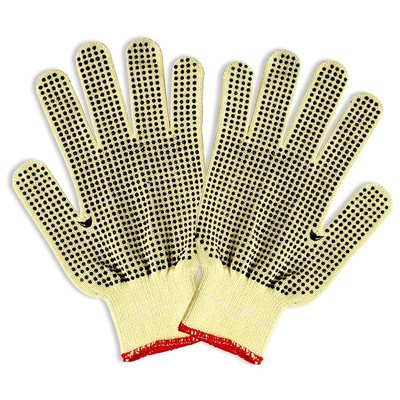 Kevlar String Aramid / Cotton Glove 10ga PVC Dots Both Sides ANSI Cut Level A2 Large (12) Min.(6)