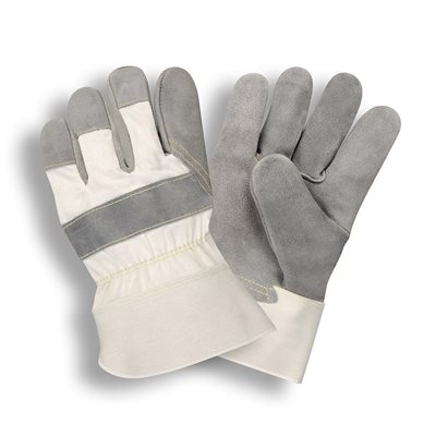 TUFF-COR Leather Palm Premium Side Split Kevlar Sewn White Canvas 2-1 / 2" Cuff Large (6) Min.(1)