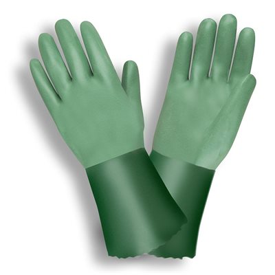 CHEM-COR Neoprene Glove Green Sandy Grip 12" Length Double Dipped Large (6) Min.(1)