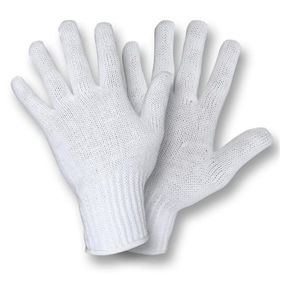 String Knit Medium Wt White Bleached Glove Large (25) Min.(6)