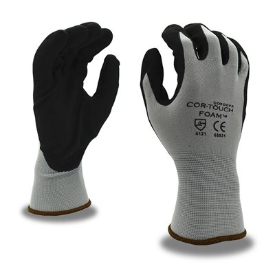 COR-TOUCH FOAM Coated Micro Foam Nitrile Palm Black Grey Nylon Glove Large (12) Min.(1)