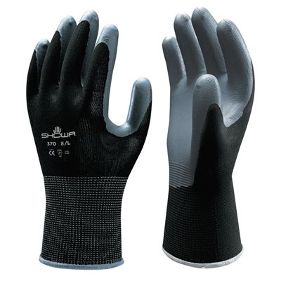 ATLAS 370BS-06 Coated Nitrile Palm Blk Nylon Knit Polyester Glove Large