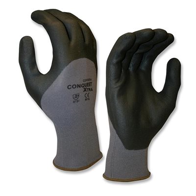 CONQUEST XTRA Coated Foam Nitrile 3 / 4 Back Black Gray Nylon / Spandex Glove Large(12) Min.(1)