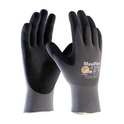 MaxiFlex Ultimate 34-874 Glove Black Foam Nitrile Grip 15G Gray Nylon Shell Large (12) Min.(1)