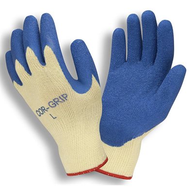 CORE-GRIP II Coated Rubber Palm Blue Yellow Poly Glove Large (10) Min.(1)