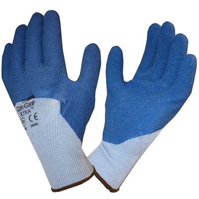 COR-GRIP XTRA Coated Rubber Palm Blue 3 / 4 Back Grey Poly Glove Large (10) Min.(1)