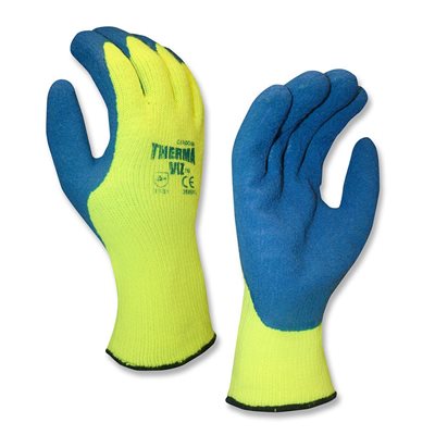 THERMA-VIZ Insulated Rubber Palm Blue Green HiVis Glove Large (6) Min.(1)