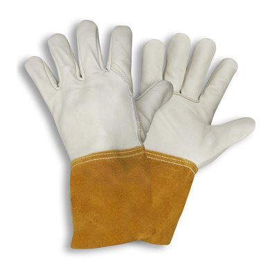 Mig Tig Welders Cowhide Grain Glove 4" Leather Gauntlet Large (6) Min.(1)