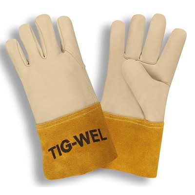 Mig Tig Welders Cowhide Grain Glove Kevlar Sewn 4" Leather Gauntlet Large (6) Min.(1)