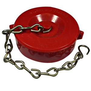 Cap & Chain Plastic 1-1 / 2" NST Threads Red (20) Min.(1)