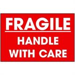 Fragile Label 3"x 5" White / Red 500ct (12)