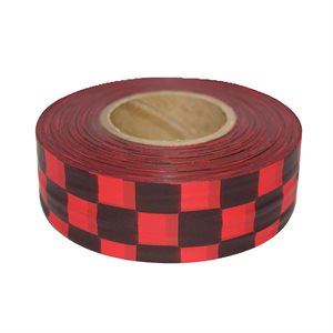 Roll Flagging 1-3 / 16"x 300' Checkerboard Red & Black (144) Min.(12)