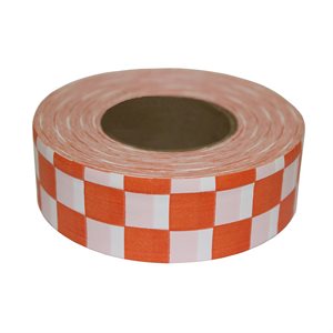 Roll Flagging 1-3 / 16"x 300' Checkerboard White & Orange (144) Min.(12)