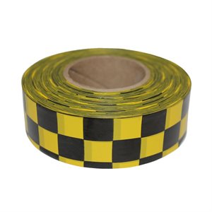 Roll Flagging 1-3 / 16"x 300' Checkerboard Yellow & Black (144) Min.(12)