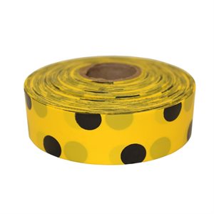 Roll Flagging 1-3 / 16"x 300' Polka Dot Yellow & Black (144) Min.(12)