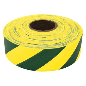 Roll Flagging 1-3 / 16"x 300' Striped Yellow & Green (144) Min.(12)