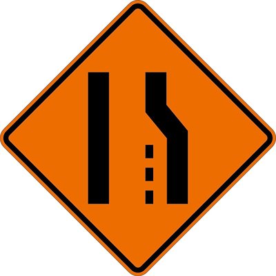 Orange Bright 48"x 48" Merge Left Symbol Roll Up Road Sign Fiberglass & Clamp (6) Min.(1)