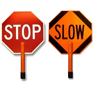 Sign "Stop / Slow" Paddle Aluminum 18"x 18" Short Handle (10)