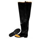 Boots Hip Waders Black Rubber, Steel Toe, Cotton Lined, 36 inch Length Size 11 (6) Min.(1)