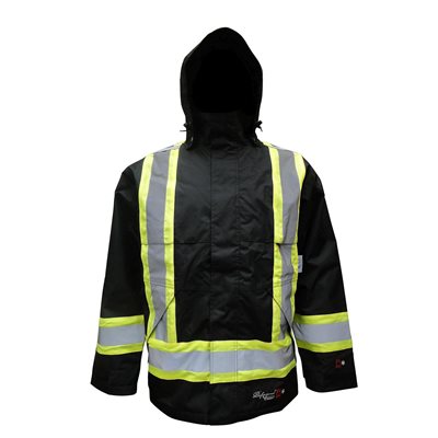 Viking Jacket PRO 3907FR Insulated Black 300D Ripstop Fabric FR Treated & HiVis Reflex Large