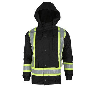 Viking Jacket / Vest 6328 7N1 Insulated Black 300D Ripstop Fabric HiVis Reflex Large