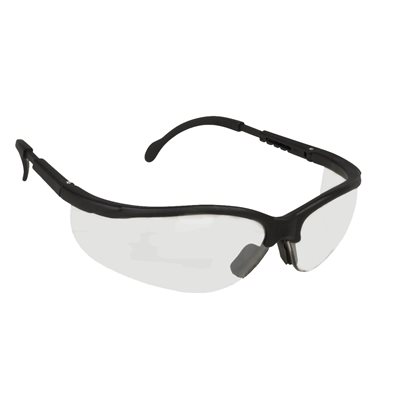 Safety Glasses Boxer Clear Lens Black Frame Temples Extend (120)