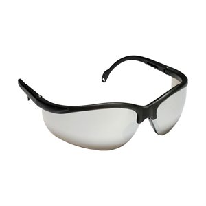 Safety Glasses Boxer Silver Mirror Lens Black Frame Temples Extend (120)