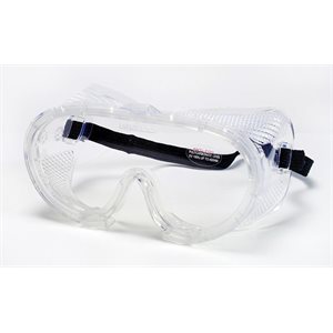 Goggles w / Perforation Rim Clear Polycarbonate Anti-Fog Soft PVC Elastic Strap (120) Min.(12)