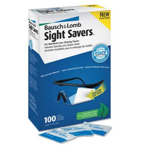 Eyewear Cleaning Towelettes 100ct Bausch And Lomb Sight Savers Individually packaged (10) Min. (1)